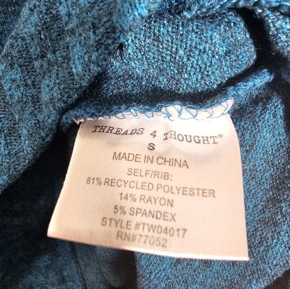 Threads 4 Thought Marled Blue Recycled Polyster Sweater - Picture 4 of 4